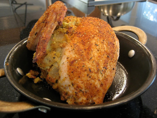 Stuffed Chicken Breast In a cooking pan