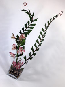 unique floral centerpiece with cut palm