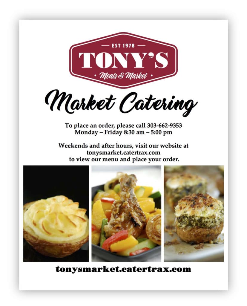 Tony's Market Catering Menu December 2016