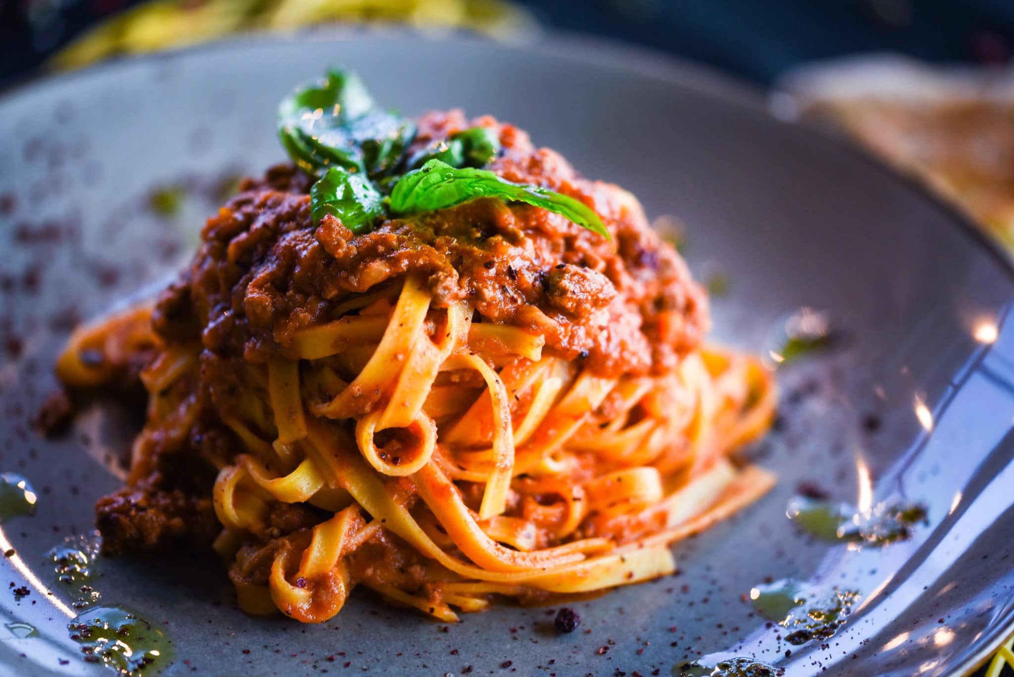 delicious italian spaghetti bolognese with minced beef sauce, tomatoes ...